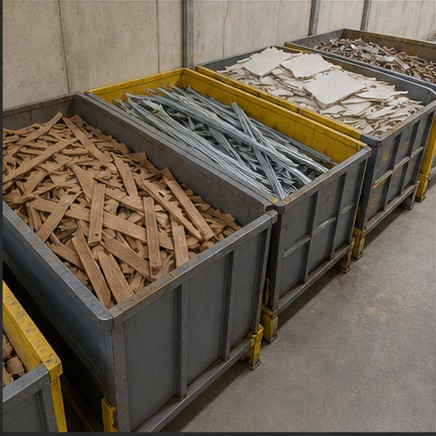 Matériaux de chantier triés par flux